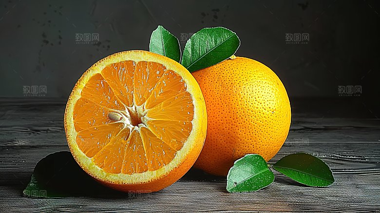橙子果汁橘子维c柑橘水果鲜香绿色