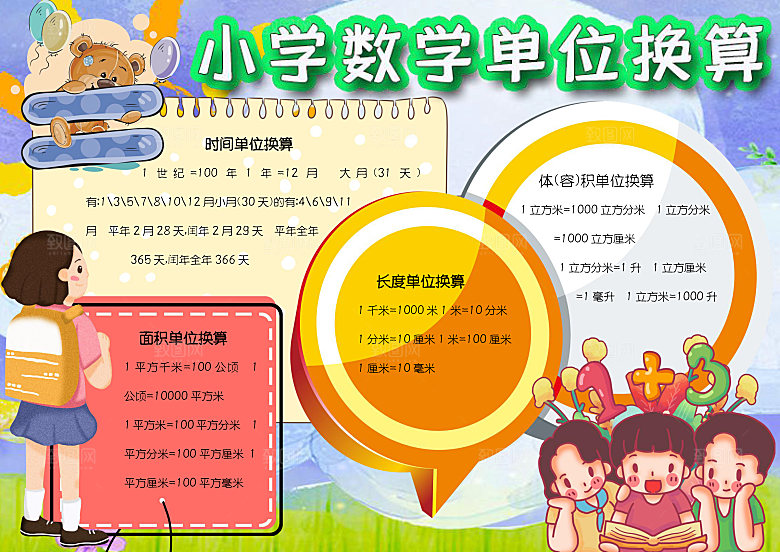 小学数学单位换算立方Word手抄报