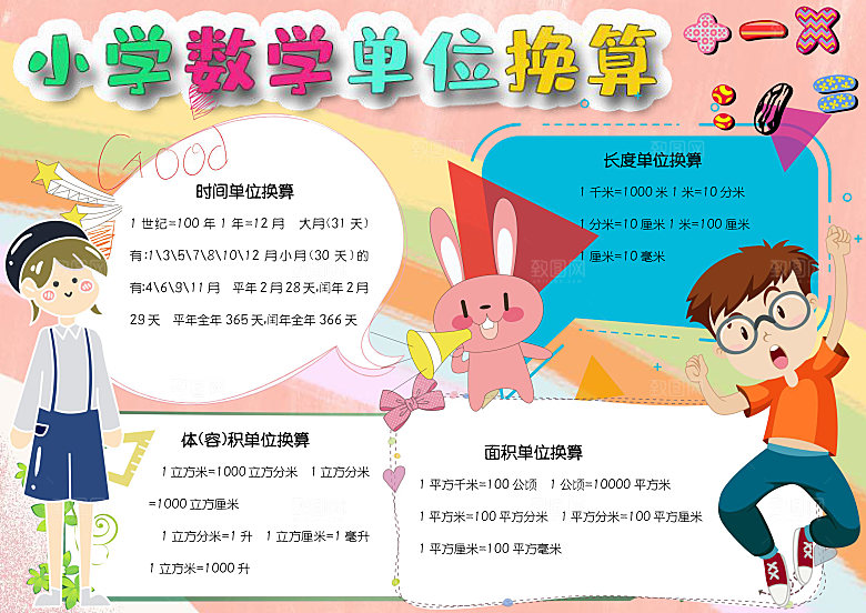 小学数学单位换算长度Word手抄报