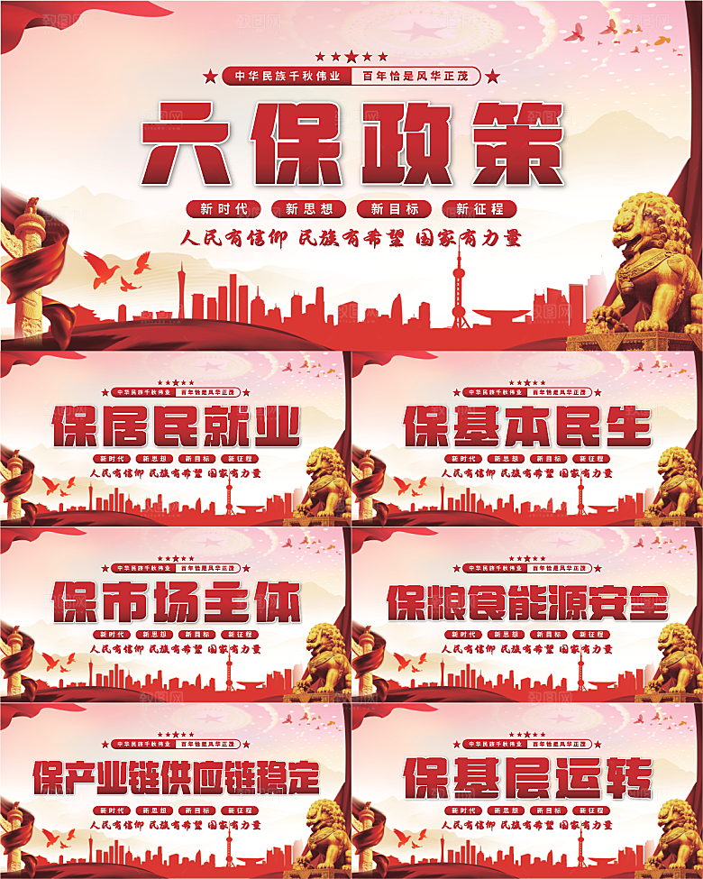 六保政策党建展板系列