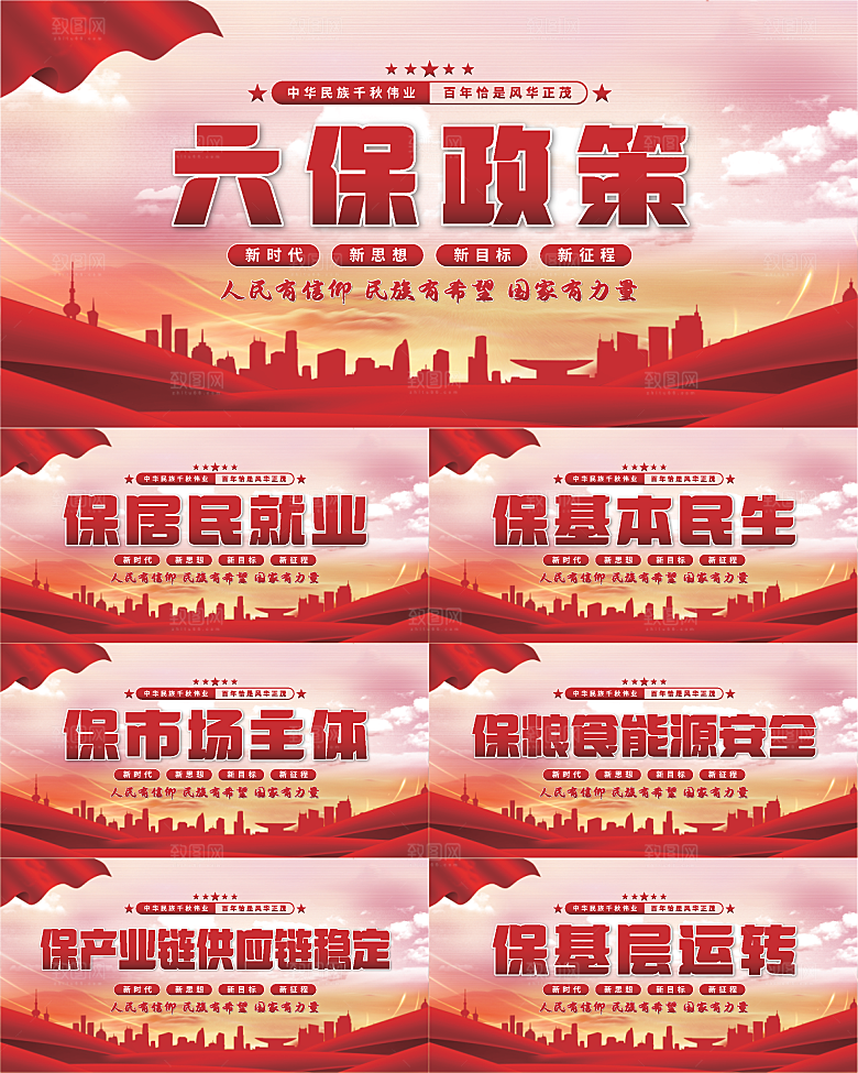 六保政策党建展板系列