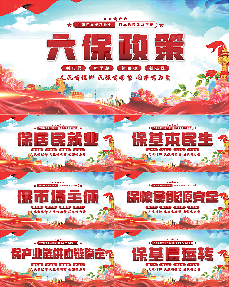 六保政策党建展板系列
