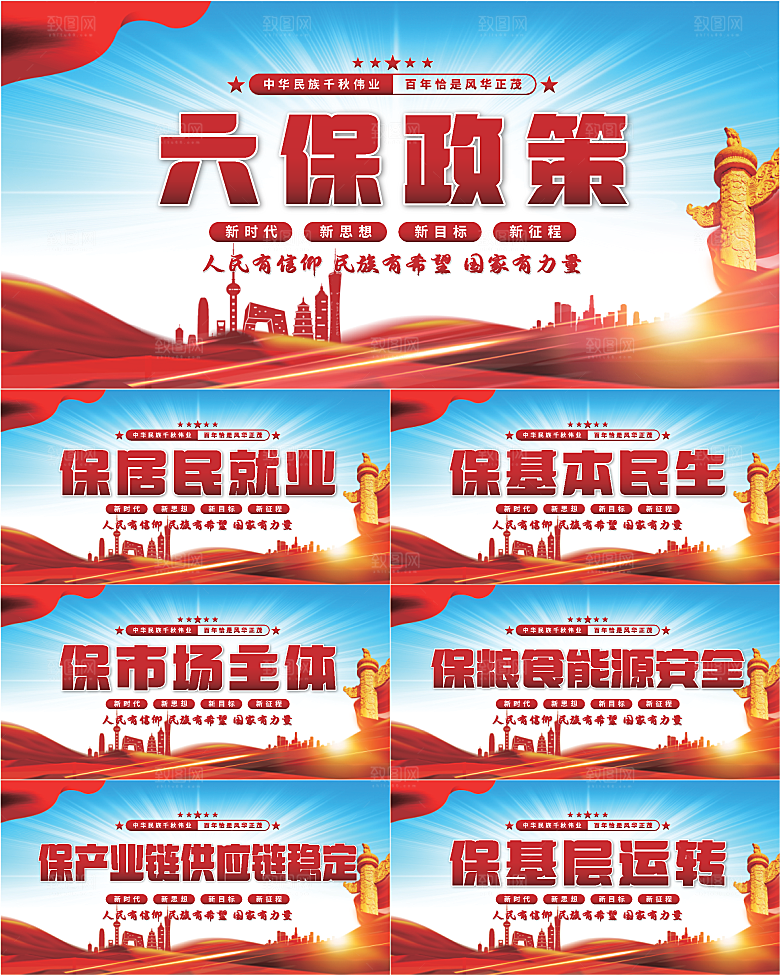 六保政策党建展板系列