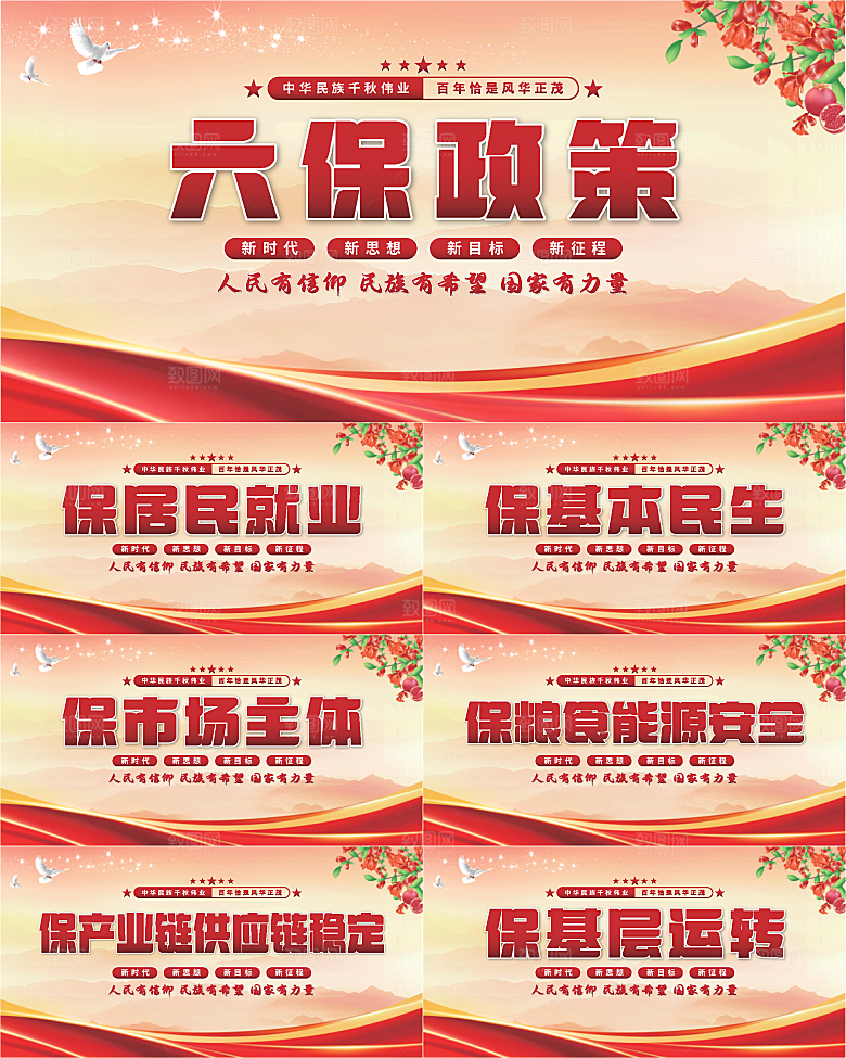 六保政策党建展板系列