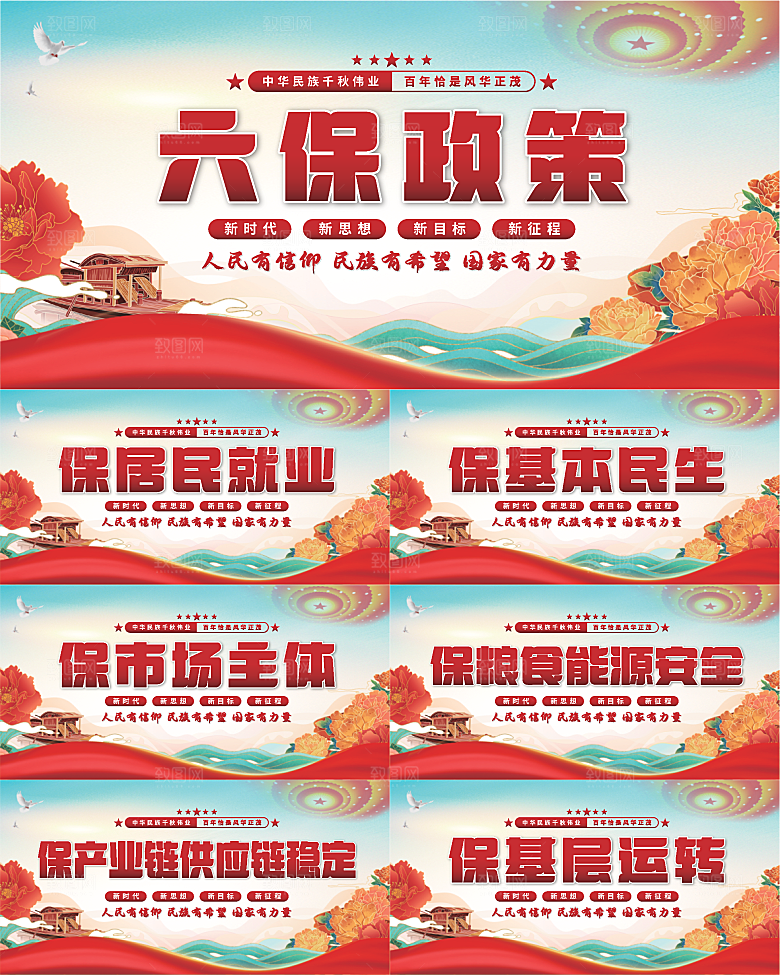 六保政策党建展板系列
