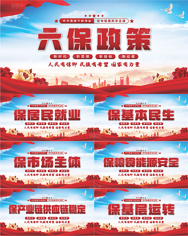 六保政策党建展板