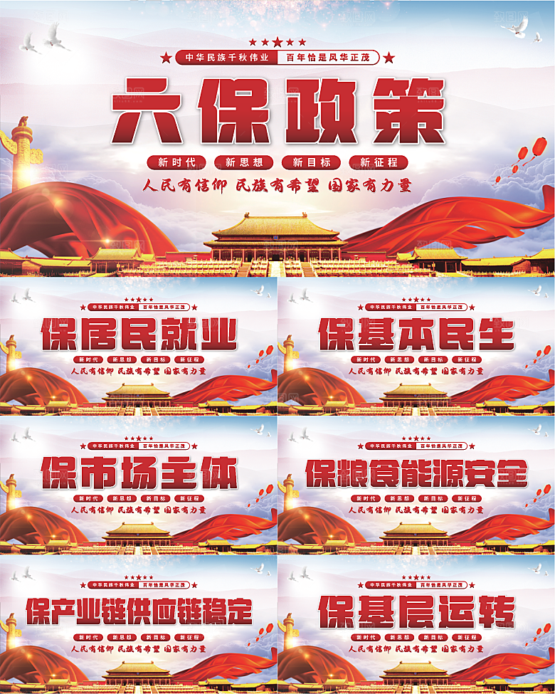 六保政策党建展板系列