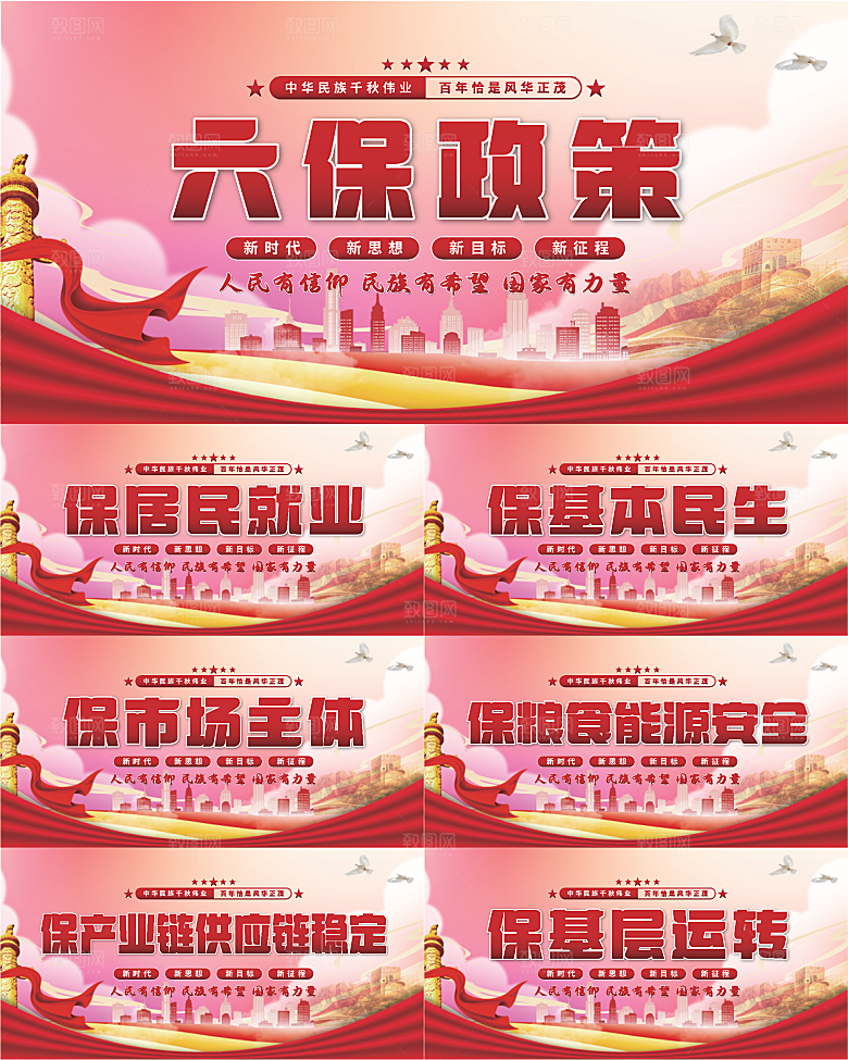 六保政策党建展板系列