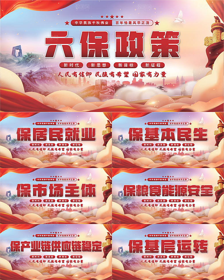 六保政策党建展板系列