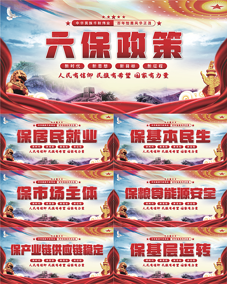 六保政策党建展板系列