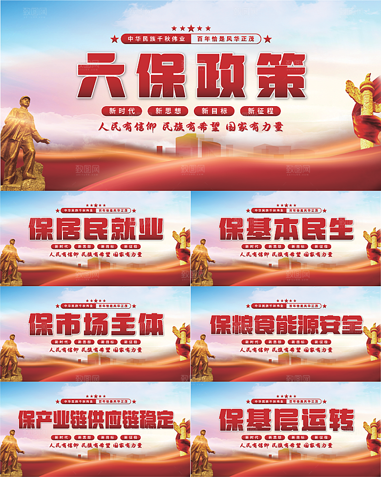 六保政策党建展板系列
