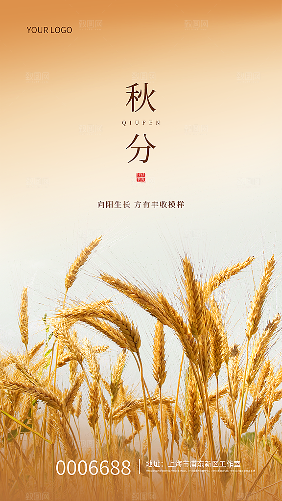 秋分节气简约大气海报