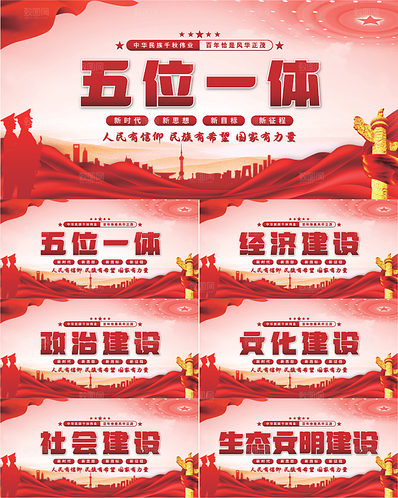 五位一体党建展板