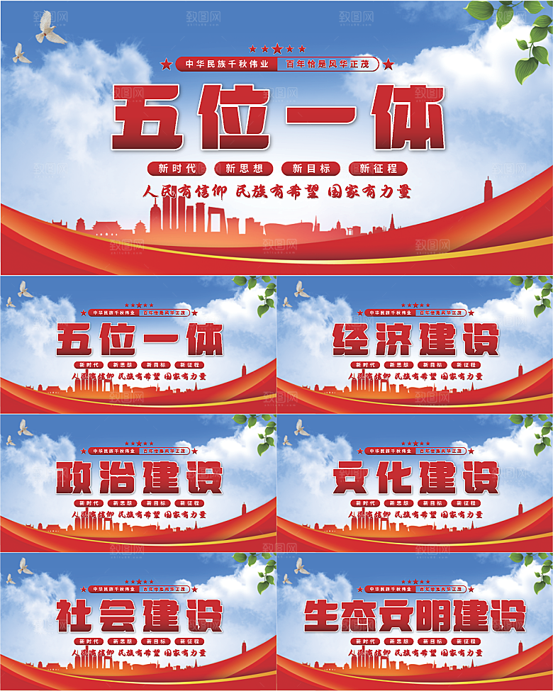 五位一体党建展板
