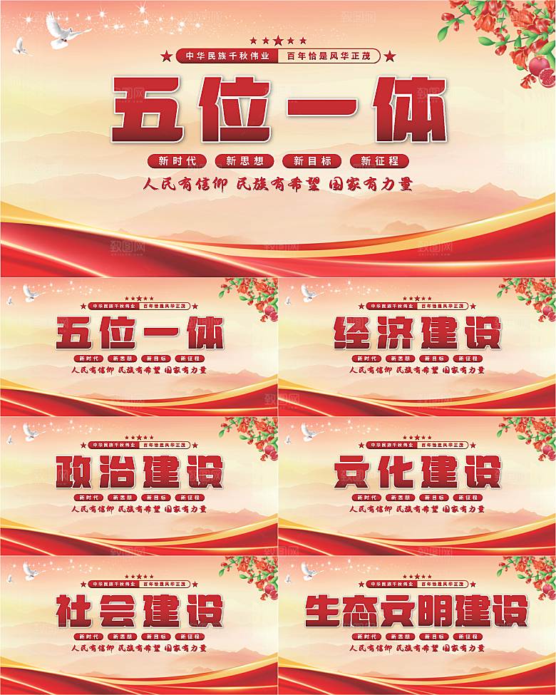 五位一体党建展板系列