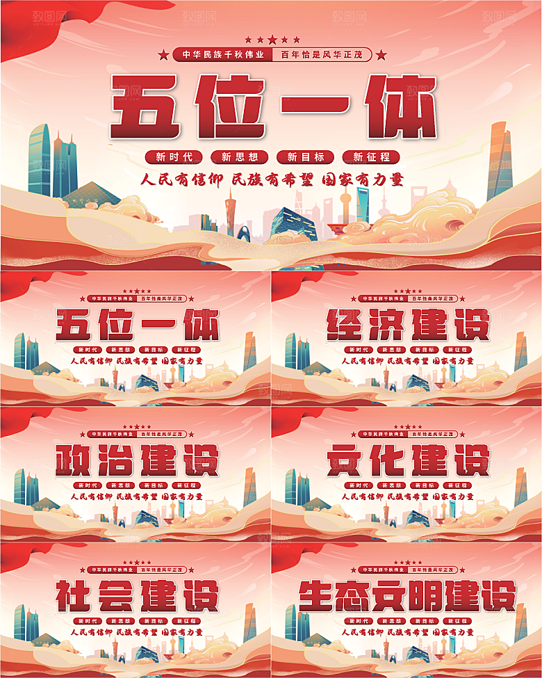 五位一体党建展板系列