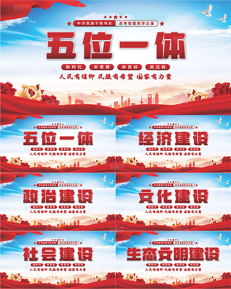 五位一体党建展板