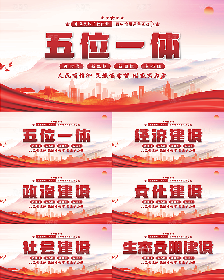 五位一体党建展板