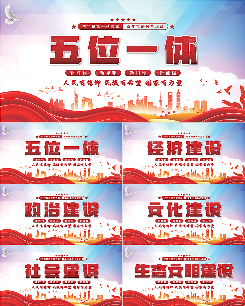 五位一体党建展板系列