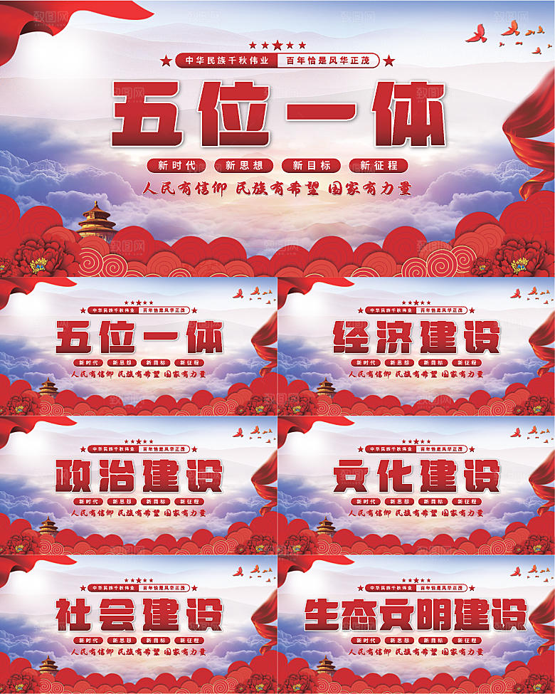 五位一体党建展板