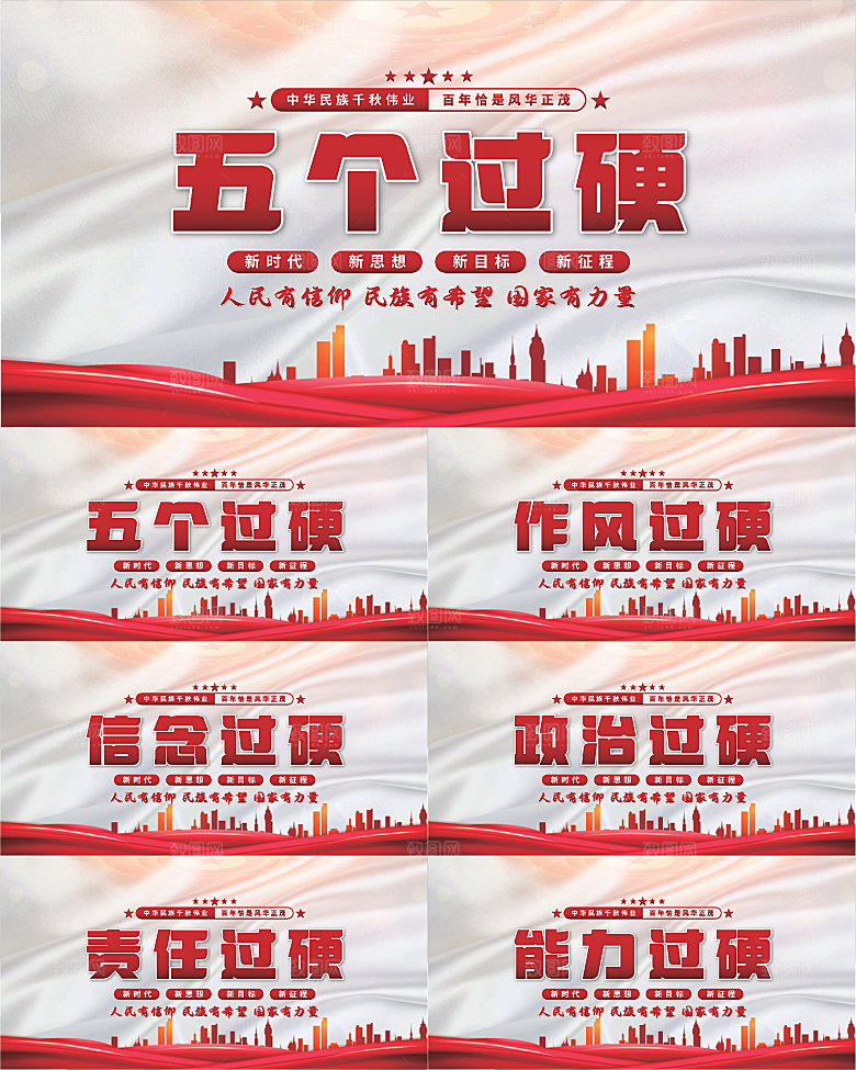 五个过硬党建展板系列
