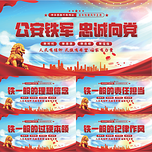 公安铁军党建展板系列