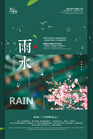 文化创意二十四传统节日雨水海报