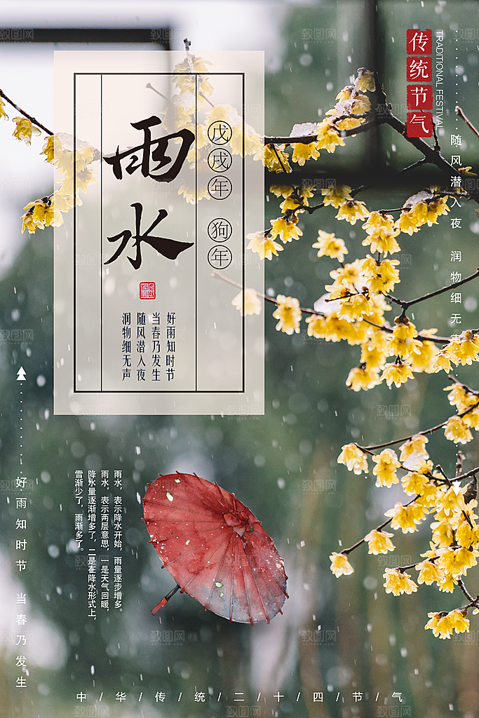 初夏雨水二十四节气海报