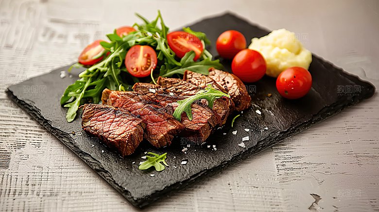 高级西式摄影牛肉美食牛排烹饪大餐烤肉