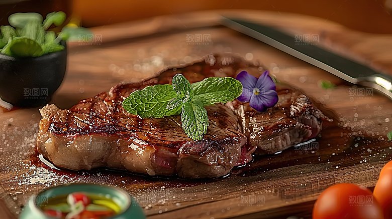 高清美味西餐牛排蔬菜烤肉飘香美食牛肉