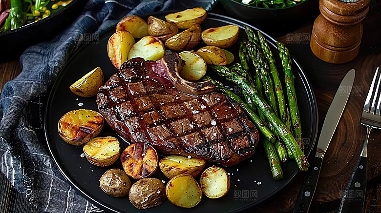 高清水果酱料美食牛排美味沙朗烤肉蔬菜牛肉