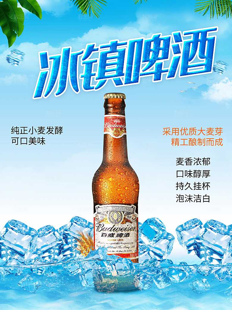 冰镇啤酒宣传海报
