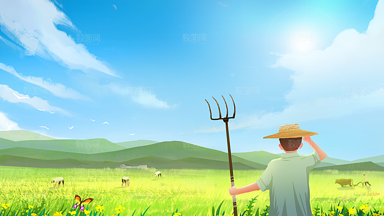 五一劳动节节日宣传插画海报