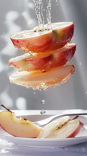 健康特写美味苹果红色水果新鲜天然