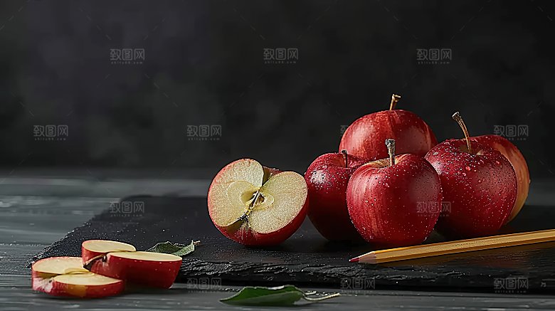 健康天然鲜甜有机美味红色水果新鲜苹果