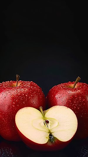 高清鲜甜天然苹果水果红色新鲜有机美味健康