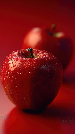 红色美味特写有机苹果新鲜天然水果健康