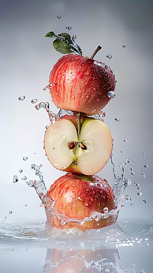 红色苹果美味新鲜高清鲜甜水果健康有机天然