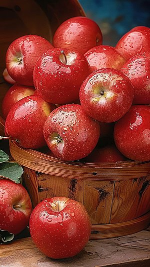 健康有机红色水果美味苹果天然新鲜
