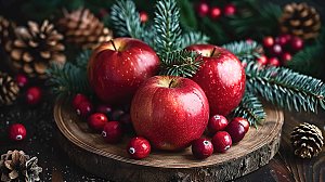 健康有机新鲜美味特写天然苹果水果红色
