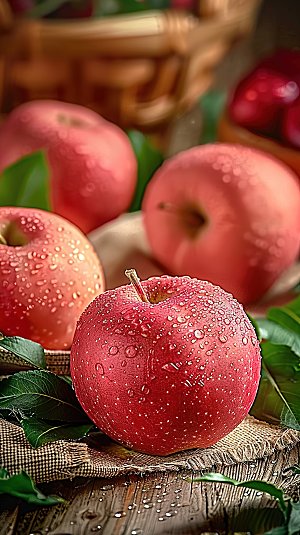 美味红色水果天然苹果鲜甜有机新鲜健康