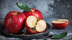 美味特写红色苹果水果健康天然有机新鲜