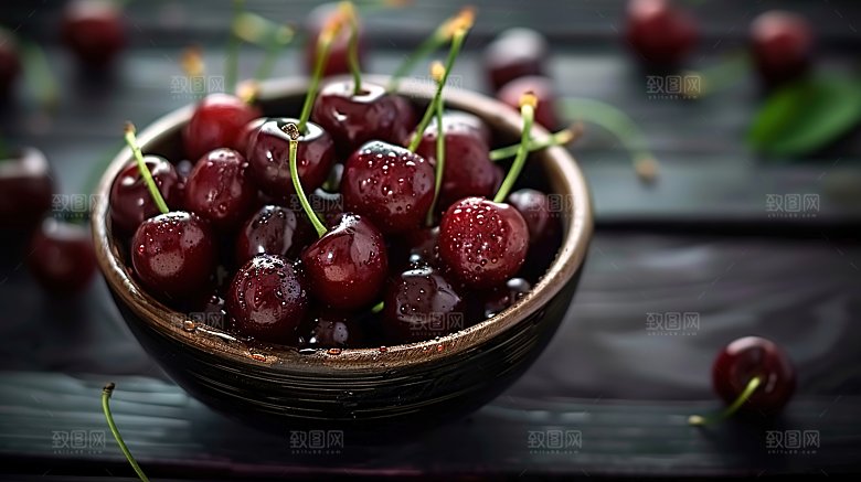 甘甜红色水果果肉车厘子新鲜清新美味樱桃