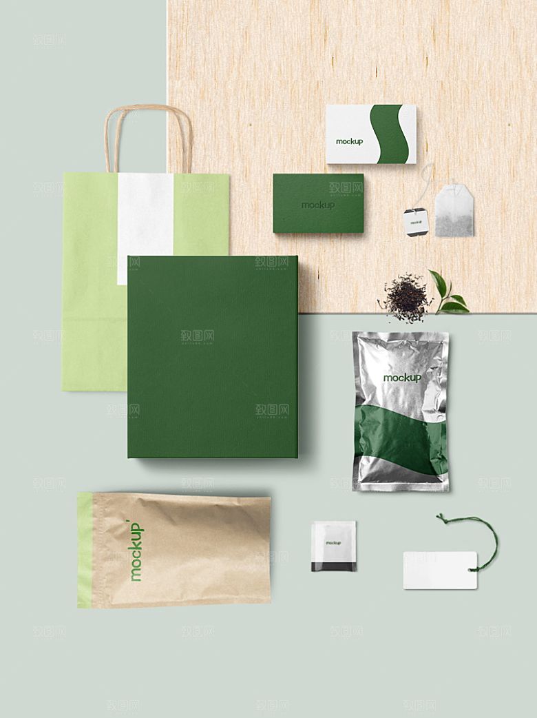 简约茶叶罐装盒子礼盒包装样机