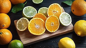 柠檬果汁新鲜果肉清新酸橙夏季摄影水果