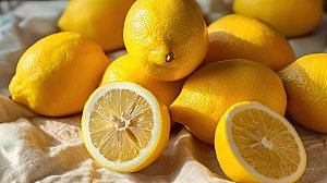 健康清新黄色柠檬果肉柠檬汁维c水果