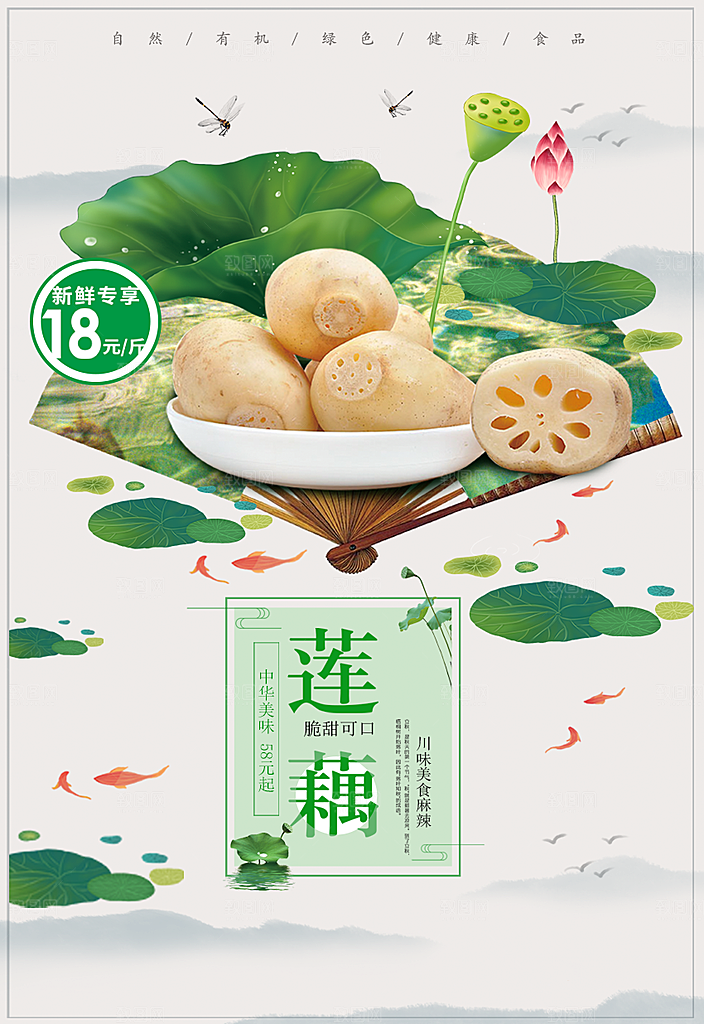 新鲜蔬菜莲藕宣传海报