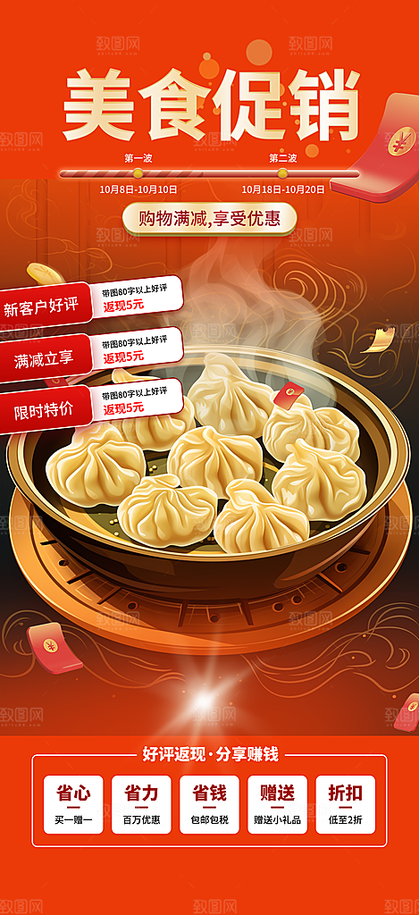 美食促销活动周年庆海报