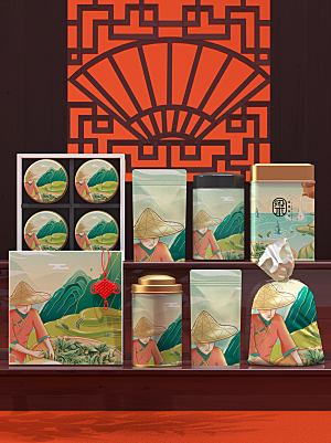 中国风茶叶包装套装样机
