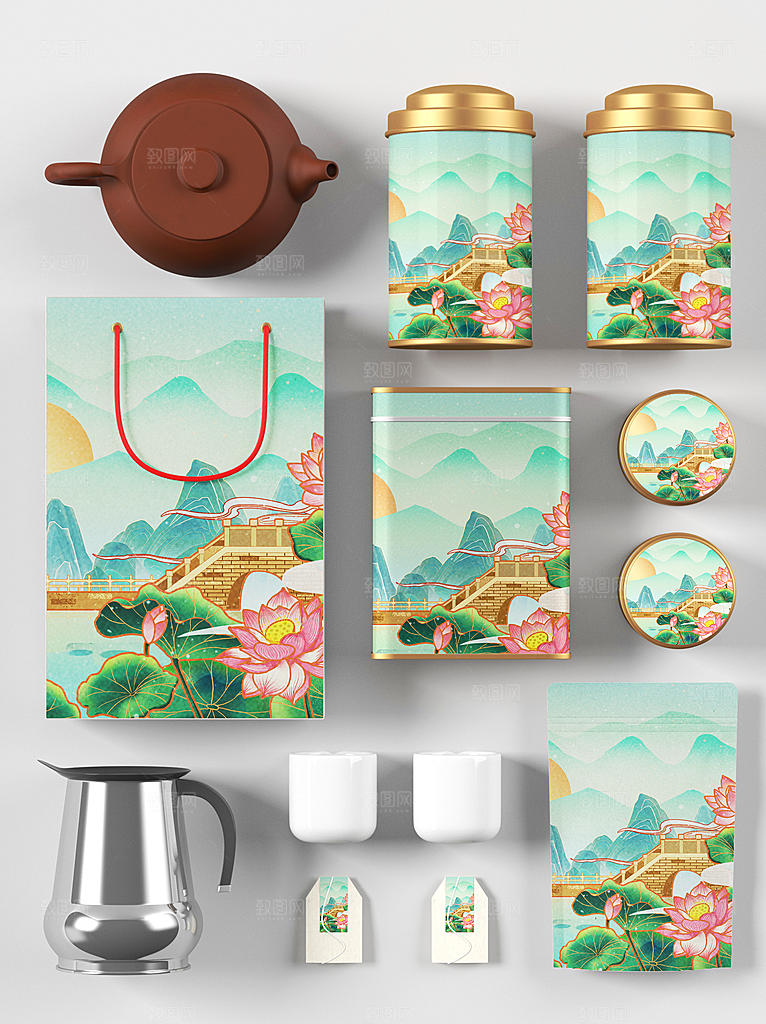 中国风茶叶包装套装样机